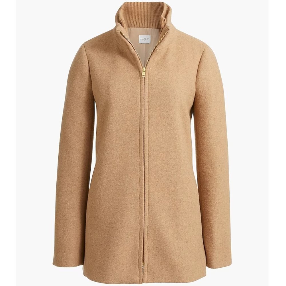 J.Crew Factory Village Coat Camel Tan Wool Blend